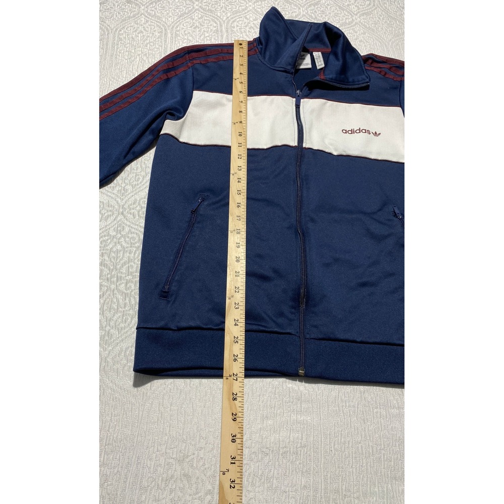 Adidas Originals Mens Track Jacket Navy Blue White Burgundy Full Zip Large L - Picture 3 of 5